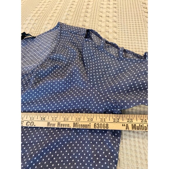 Fred David FD Blouse Top Plus Size XL Blue Gray Polka Dot Pullover Vented Sleeve - Picture 10 of 11